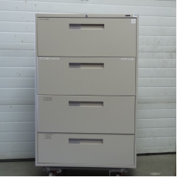 Global Grey 4 Drawer Lateral File Cabinet, Locking